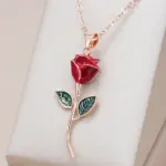 Kinel-collar con colgante de rosa creativo único para mujer, moda 585, Color oro rosa con esmalte rojo, joyería fina Vintage para uso diario 1