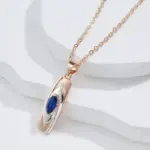 Kinel-Colgante de piedra azul de lujo para mujer, collar con colgante de circón Natural de oro blanco mezclado 585, joyería de boda a la moda 3