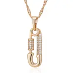Kienl-collar con colgante en forma de Pin con personalidad para mujer, Color oro rosa 585, colgante de circón Natural, joyería fina para uso diario 6