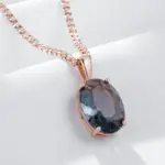 Kinel-collar con colgante de cristal gris ovalado para mujer, Color oro rosa 585, con circón Natural, joyería fina diaria de alta calidad 3