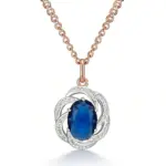 Kinel-collar con colgante de circón Natural azul brillante, mezcla de colores de oro rosa 585, joyería fina diaria de alta calidad para mujer 6