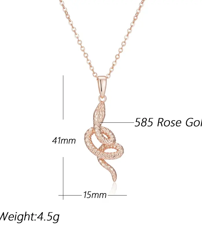 Kinel moda 585 collar con colgante de serpiente de oro rosa para mujer metales pesados únicos accesorios Punk Rock joyería Animal Vintage 2