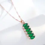 Kienl-collar con colgante cuadrado para mujer, repleto de circonita Natural verde, Color oro rosa 585, joyería de boda Vintage para novia 5