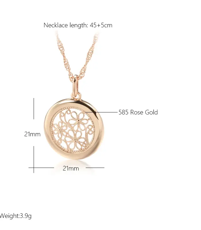 Kinel-collar bohemio de lujo para mujer, Color oro rosa 585, colgante de flor de Metal brillante, joyería fina diaria de alta calidad, novedad de 2022 2