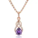 Kinel-collar con colgante de circonita Natural para mujer, gota de agua púrpura brillante, Color oro rosa 585, joyería fina Vintage para fiesta diaria 6