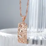 Kinel-collar Vintage con colgante de flor hueca para mujer, Color oro rosa, étnico bohemio, boda, joyería diaria, 585 5