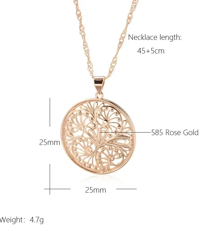 Kinel-collar con colgante brillante para mujer, flor de Metal inusual, Color oro rosa 585, colgante grande, joyería fina para uso diario 2