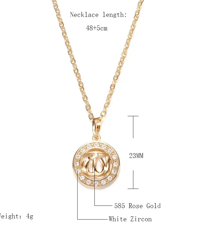 Kinel-collares étnicos de lujo con colgantes huecos para mujer, Color oro rosa 585, accesorios de circón Natural, joyería fina diaria 2
