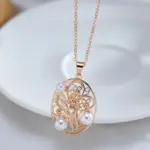 Kienl-collar con colgante de perlas de Color dorado rosa para mujer, accesorios de flores de Metal brillante Vintage, joyería fina diaria, tendencia 585 5