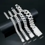 KNOBSPIN GRA certificado D VVS1 pulsera cubana de moissanita 8mm/10mm/12mm/14mm pulseras cubanas de plata esterlina s925 para mujer y hombre 2