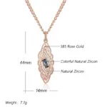 Kienl-collar con colgante de flor de Color oro rosa 585, accesorios cuadrados coloridos de circón Natural, joyería fina diaria 2