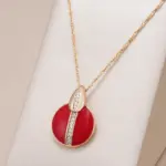 Kinel, moda novedosa, collar con colgante de circón Natural esmaltado rojo para mujer y niña, joyería sencilla de Color oro rosa 585, joyería diaria para fiesta 1