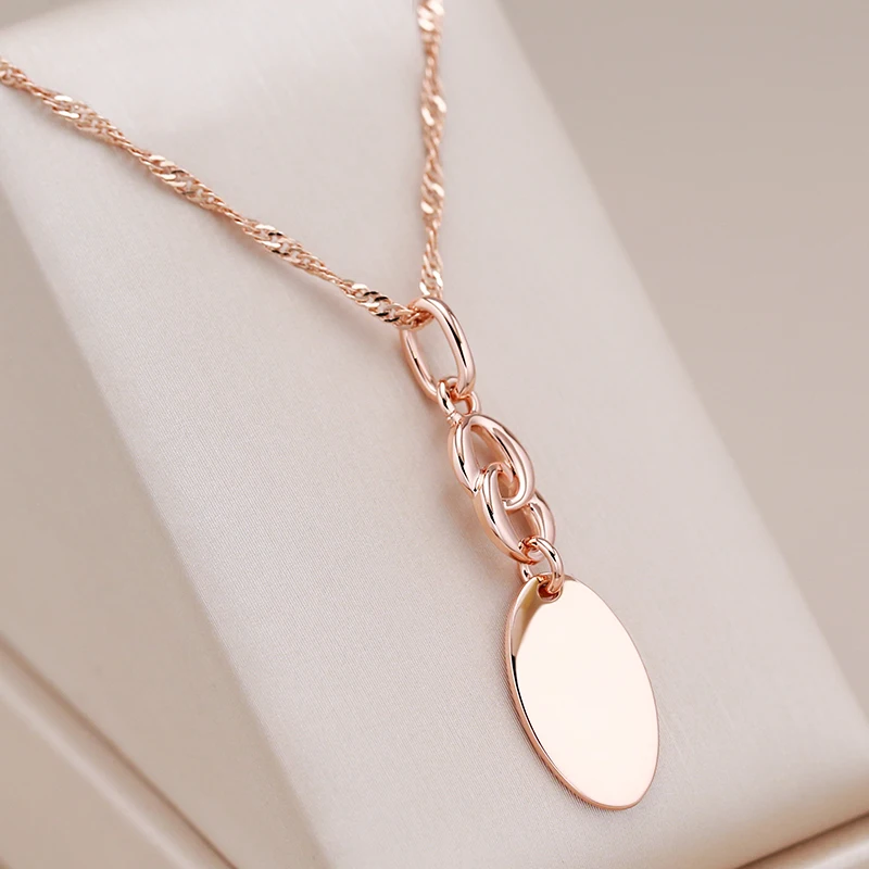 Kinel-collar con colgante brillante para mujer, aretes geométricos simples de oro rosa 585, joyería fina diaria de alta calidad 1 Kinel-collar con colgante brillante para mujer, aretes geométricos simples de oro rosa 585, joyería fina diaria de alta calidad 1