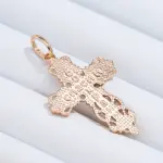 Kinel-collar con colgante de cruz de Color oro rosa 585, lujo, para mujeres y hombres, Iglesia Ortodoxa, Jesús, abalorio brillante, joyería fina diaria 5