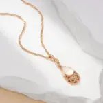 Kinel, collares con colgante de Color oro rosa 585 brillante para mujer, gota de agua Simple, joyería étnica de alta calidad para uso diario de novia 4
