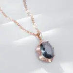 Kinel-collar con colgante ovalado grande para mujer, color gris intenso, tendencia 585, Color oro rosa con circón Natural, joyería fina diaria de alta calidad 4