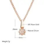 Kinel-collar con colgante de flor de cristal para mujer, Color oro rosa 585, accesorios de circón Natural totalmente brillante, joyería fina diaria 2