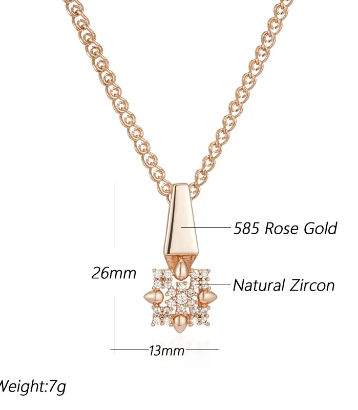 Kinel-collar con colgante de flor de cristal para mujer, Color oro rosa 585, accesorios de circón Natural totalmente brillante, joyería fina diaria 2