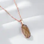 Kinel-collar con colgante de circón Natural para mujer, redondo, marrón claro, Simple, Color oro rosa 585, joyería diaria de alta calidad 4