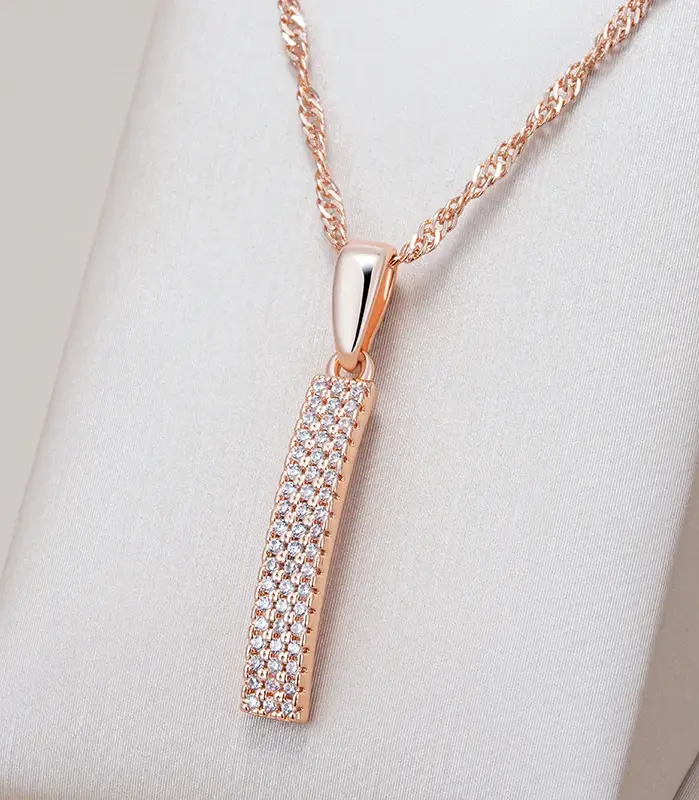 Kinel-collar con colgante de circón Natural para mujer, diseño Simple, moda 585, Color oro rosa, joyería fina romántica para uso diario 1