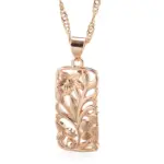 Kinel-collar Vintage con colgante de flor hueca para mujer, Color oro rosa, étnico bohemio, boda, joyería diaria, 585 6