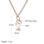 Kinel-collar con colgante de oro rosa 585 de lujo para mujer, joyería de boda nupcial con perlas huecas geométricas únicas, regalo de uso diario 2