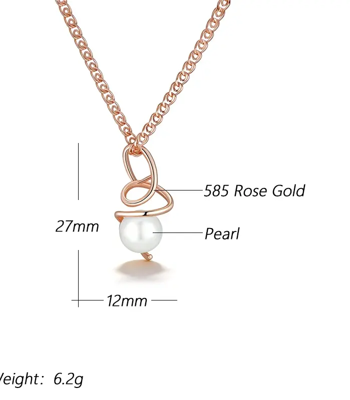 Kinel-collar con colgante de oro rosa 585 de lujo para mujer, joyería de boda nupcial con perlas huecas geométricas únicas, regalo de uso diario 2