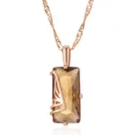 Kinel-collar con colgante de circón Natural para mujer, color marrón claro, cuadrado Simple, Color oro rosa 585, joyería diaria de alta calidad 6