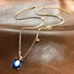 Kinel-collar con colgante de piedra azul cuadrado para mujer, colgante de circón Natural de Color oro rosa 585, joyería fina diaria 3