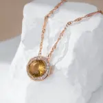 Kinel-pendientes redondos de circonita Natural marrón claro para mujer, aretes sencillos en inglés, Color oro rosa 585, joyería diaria de alta calidad 3
