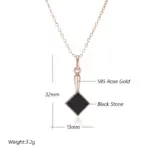 Kinel-collar con colgante de piedra negra cuadrada para mujer, accesorios de Color oro rosa 585, joyería fina diaria de alta calidad 2