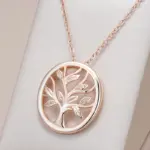 Kinel-collar con colgante de árbol de la suerte para mujer, Color oro rosa 585, colgante de circón Natural a la moda, joyería Vintage fina diaria 1