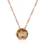 Kinel-collar con colgante de circón Natural para mujer, redondo, marrón claro, Simple, Color oro rosa 585, joyería diaria de alta calidad 6