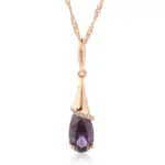 Kinel-collar con colgante largo para mujer, Color oro rosa 585, gota de agua, circonita Natural púrpura, joyería fina para uso diario, regalo 6