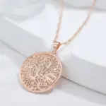 Kinel-collar con colgante brillante para mujer, flor de Metal inusual, Color oro rosa 585, colgante grande, joyería fina para uso diario 5
