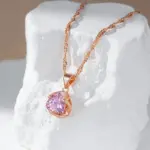 Kinel-collar de circón Natural rosa romántico para mujer, oro rosa 585, regalo de pareja de lujo, colgante Simple, joyería fina diaria 3