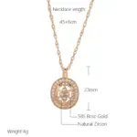 Kinel-collares con colgante de circón Natural Vintage clásico para mujer, colgante ovalado de Color oro rosa 585, joyería fina diaria 2