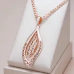 Kienl-collar con colgante largo para mujer, Color oro rosa 585, flor de cristal, accesorios de circón Natural, joyería Vintage diaria 1