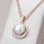 Kinel-collar con colgante de perlas geométricas para mujer, Color oro rosa 585, con circonita Natural, joyería de boda étnica bohemia 1