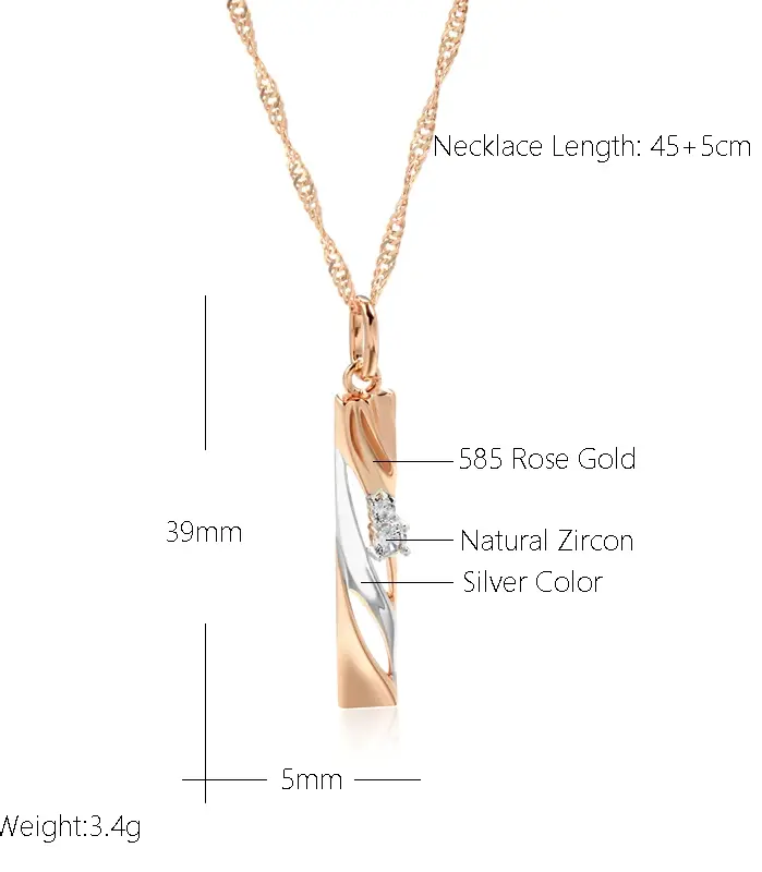 Kinel-collar con colgante de circón hueco geométrico, chapado en oro rosa y plata 585, joyería fina diaria para boda, regalo 2