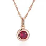 Kinel-collar con colgante de circón Natural rojo brillante para mujer, moda 585, Color oro rosa, joyería étnica para novia, joyería Vintage diaria fina 6