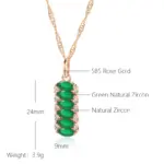 Kienl-collar con colgante cuadrado para mujer, repleto de circonita Natural verde, Color oro rosa 585, joyería de boda Vintage para novia 2