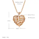 Kinel-collar con colgante de corazón hueco único para mujer, circonita Natural con Color oro rosa 585, joyería moderna para fiesta y boda 2