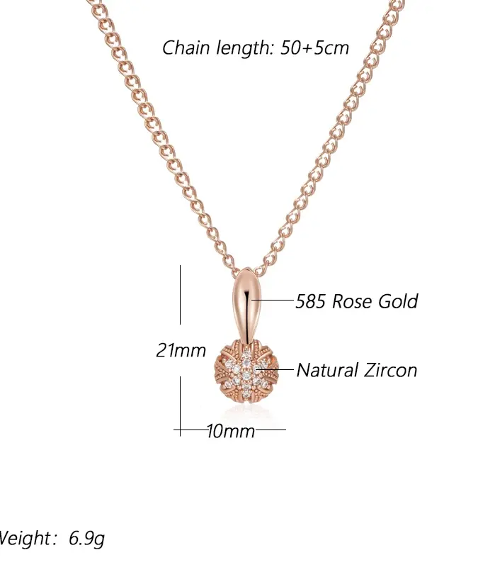 Kinel-collar con colgante de flor de cristal único para mujer, accesorios de circonita Natural de Color oro rosa de lujo 585, joyería Vintage 2