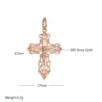 Kinel-collar con colgante de cruz de Color oro rosa 585, lujo, para mujeres y hombres, Iglesia Ortodoxa, Jesús, abalorio brillante, joyería fina diaria 2