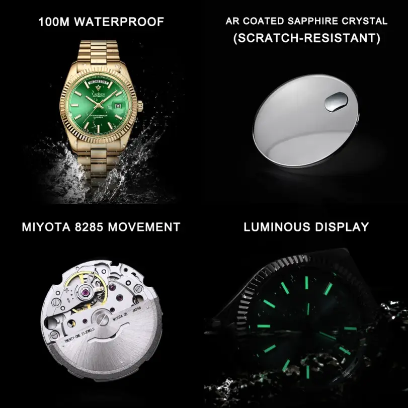 CADISEN DD40 relojes para hombre, reloj automático de lujo para hombre, reloj de pulsera mecánico con cristal de zafiro AR para hombre, 10Bar MIYOTA 8285 Movt 2023 nuevo 6