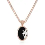 Kinel-collar con colgante de flor de piedra negra para mujer, moda 585, mezcla de colores de oro rosa y plata, joyería fina diaria de alta calidad 6
