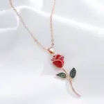 Kinel-collar con colgante de rosa creativo único para mujer, moda 585, Color oro rosa con esmalte rojo, joyería fina Vintage para uso diario 6