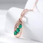 Kinel-collar con colgante de Color oro rosa 585, accesorios inusuales de circón Natural verde, joyería fina Vintage para uso diario 3