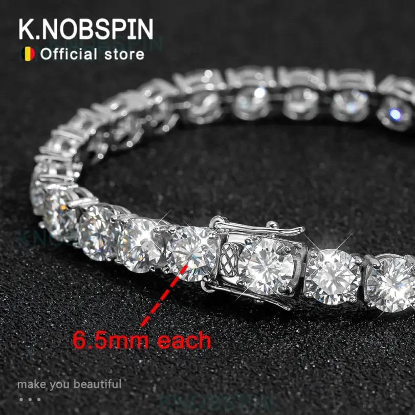 KNOBSPIN-pulsera de tenis de moissanita para hombre y mujer, brazalete de plata s925 de 6,5mm, Color D, ajuste de 4 puntas, joyería fina clásica de moda 1 KNOBSPIN-pulsera de tenis de moissanita para hombre y mujer, brazalete de plata s925 de 6,5mm, Color D, ajuste de 4 puntas, joyería fina clásica de moda 1